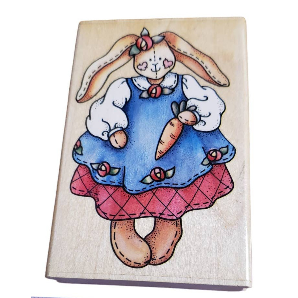 Rubber Stampede Patchwork Easter Rabbit Doll A1314F Wood Mounted Rubber Stamp